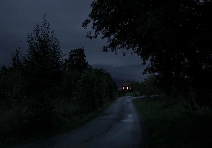 Create meme: overnight in the village, road landscape, film photography at night