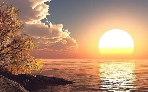 Create meme: sunset and sunrise, the rising sun image, sun landscape
