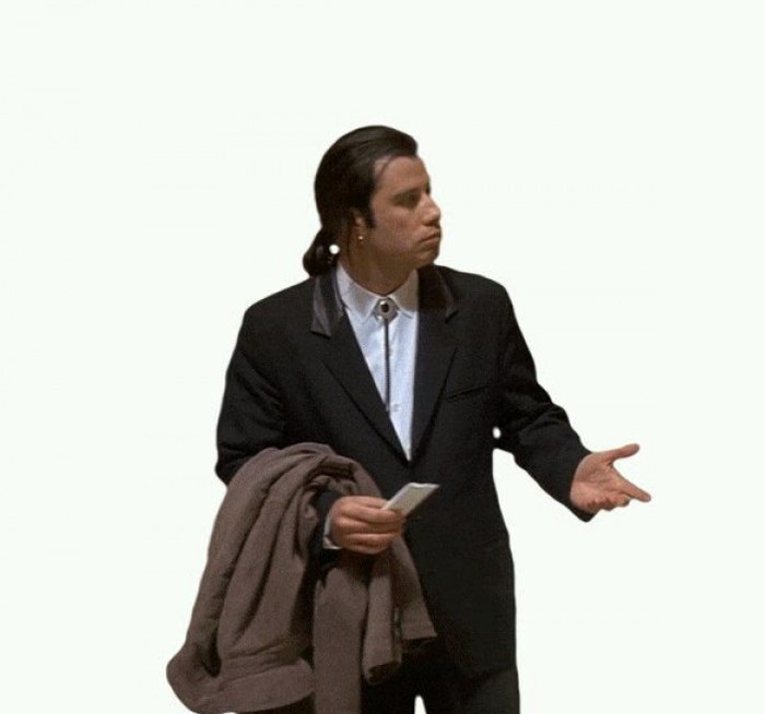 Create meme: John Travolta meme, John Travolta pulp fiction, John Travolta pulp fiction meme