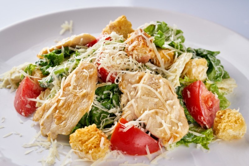 Create meme: caesar salad with chicken, salad , caesar salad with salmon