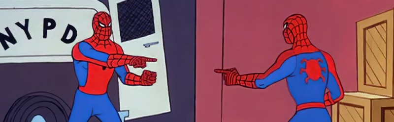 Create meme: spider-man shows spider-man, meme 2 spider-man, meme two spider-man