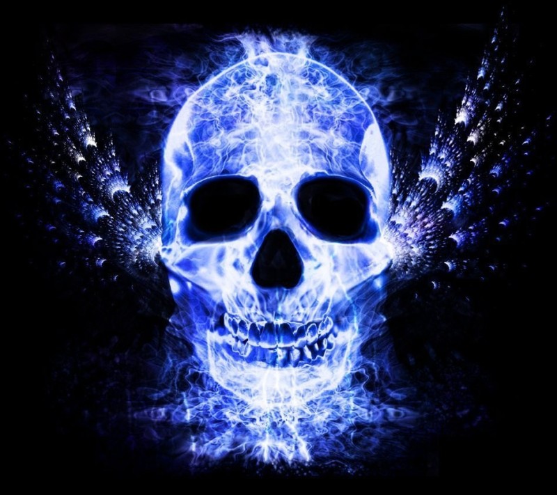 Create meme: blue skulls, skull in blue flames, the fiery skull