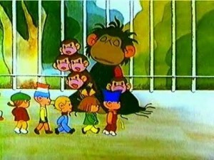 Создать мем: обезьянки мультфильм, осторожно обезьянки мультфильм 1984, осторожно обезьянки картинки из мультфильма