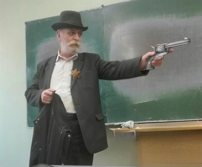 Create meme: grandfather with a gun, Cowboy Sheriff, gangster 