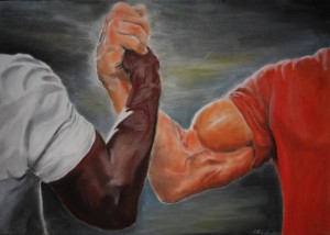 Create meme: meme two hands arm wrestling, art, arm wrestling meme