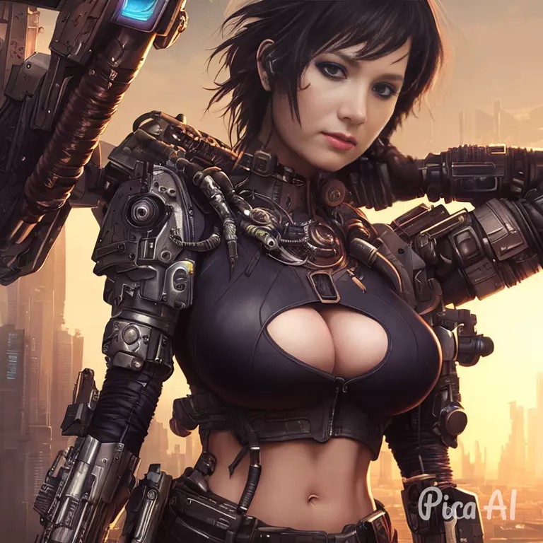 Create meme: cyberpunk girls sexy neural network, cyber girl, girl 