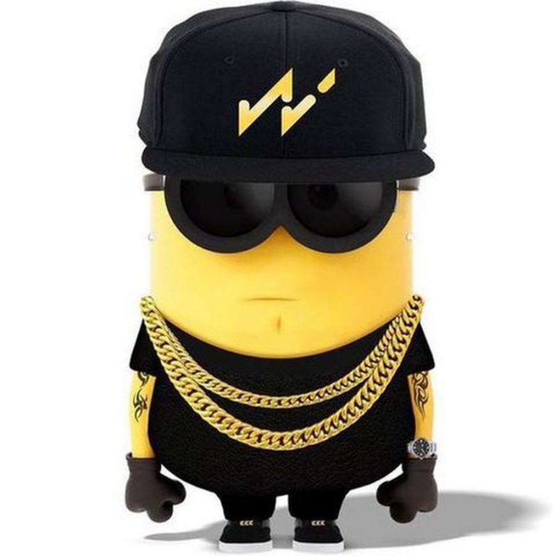 Create meme: emo minion, minion Nike, A minion with glasses