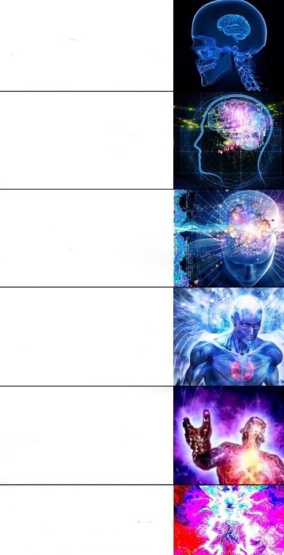 Создать мем: совершенный человек мем, список персонажей вселенной starcraft, galaxy brain meme
