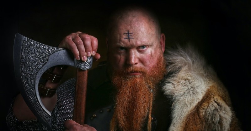 Create meme: Ragnar lothbrok , the Vikings , viking with an axe