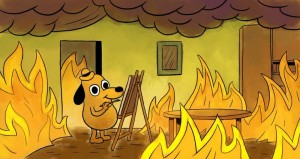 Create meme: dog in the burning house, dog in the burning house