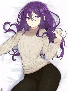 Создать мем: yuri ddlc, юри доки доки в свитере, аниме персонажи