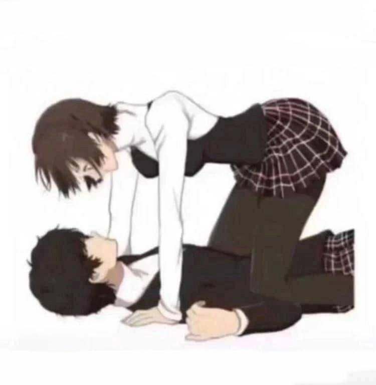 Create meme: Makoto Nijima and Ren Amamiya, anime couple, anime guy on his knees