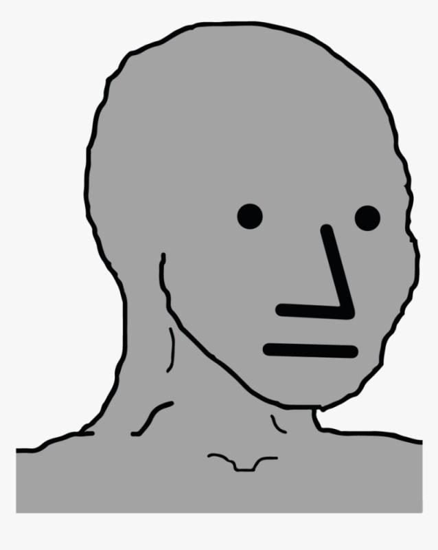 Create meme: npc meme, npc wojak, angry wojak