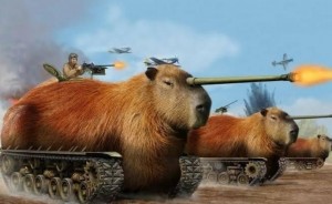 Create meme: beaver, a pet capybara, the capybara