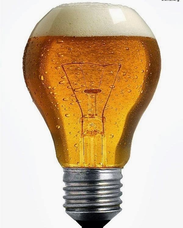 Create meme: bulb, the light bulb is yellow, beer light bulb