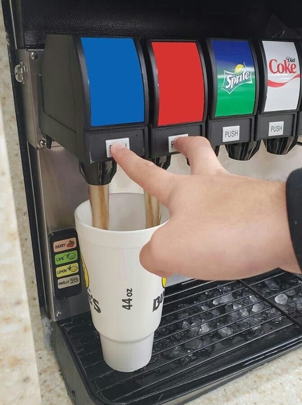 Create meme: vending machine for drinks, The vending machine pours soda, beverage filling machine