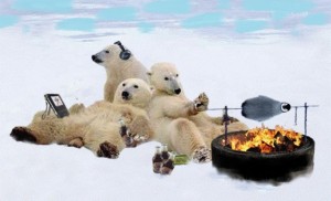 Create meme: polar bear, dancing polar bear bear cub gif, bears on the barbecue in the winter