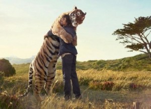Create meme: best friends, man and, tiger