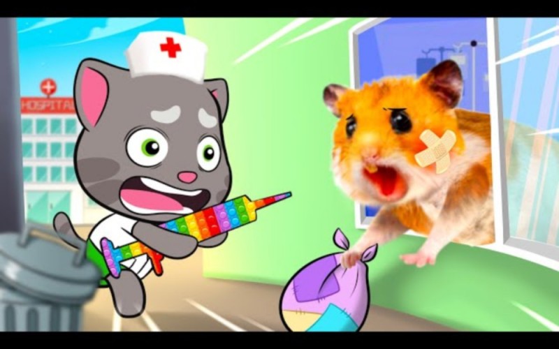 Создать мем: кот бубу, talking tom candy run, doctor hamster