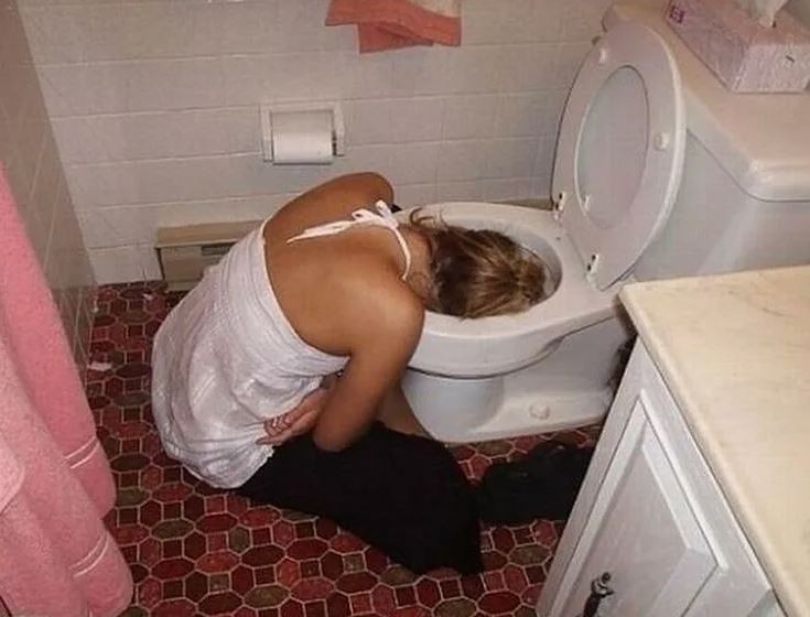 Create meme: fun with drunk girls, vomiting in the toilet, nausea