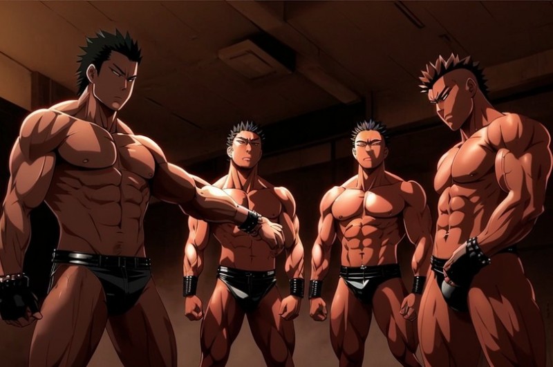 Create meme: gachimuchi background, Billy Herrington, hachimaki brotherhood