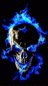 Create meme: skull, flaming skull, skull with blue flames pattern