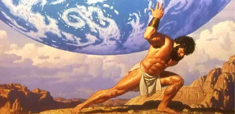Create meme: atlantean god, atlantean god of ancient greece, Atlas holds the sky