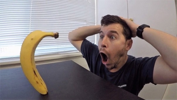 Create meme: banana joke, man with a banana, feet 