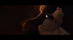 Create meme: Balrog Lord of the rings, Gandalf and barlog frame of film, Gandalf Balrog fall