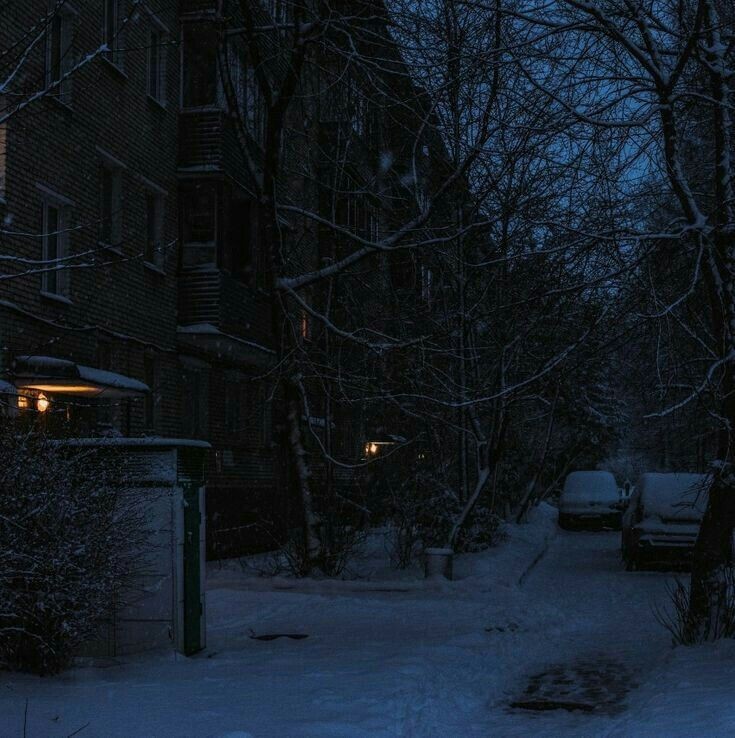 Create meme: aesthetics of winter at night, snow , winter night