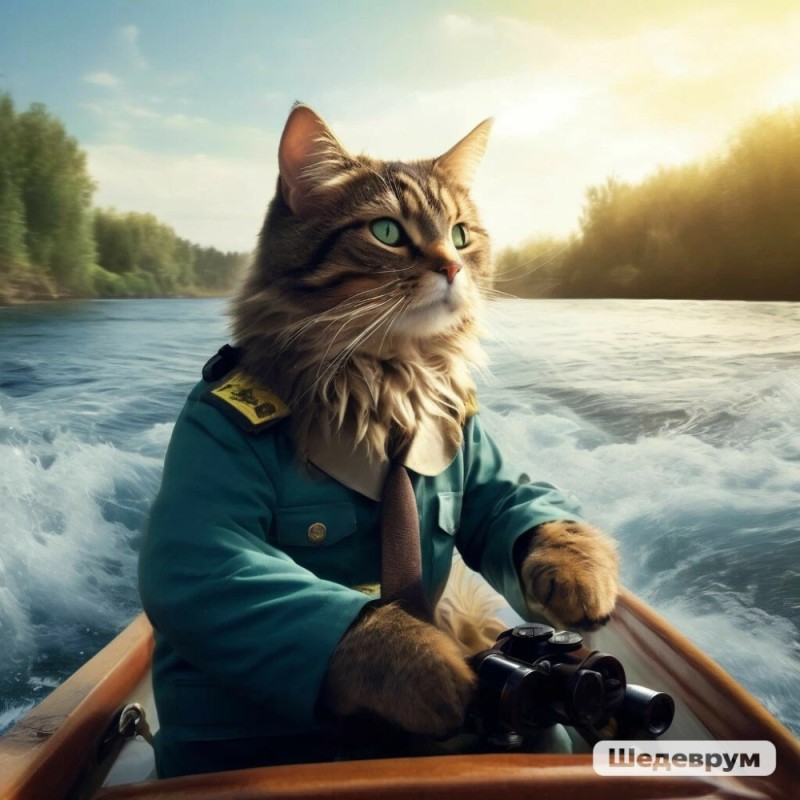 Create meme: the cat captain , the ship 's cat, the cat on the ship