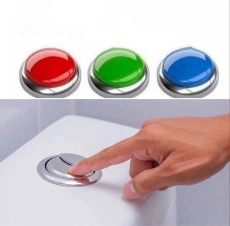 Create meme: toilet flush button, toilet bowl with two buttons for draining, button
