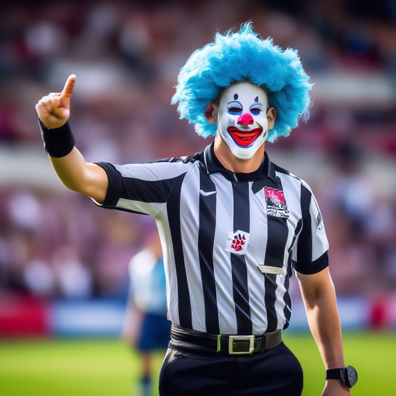 Create meme: clown , referee football, judges