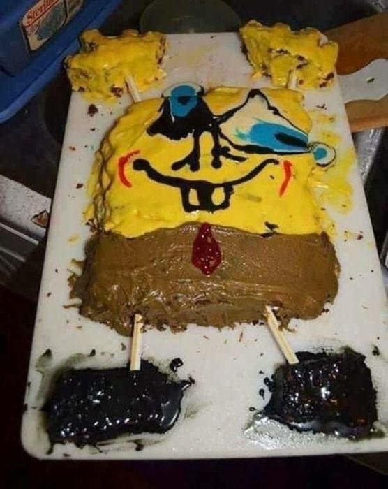 Create meme: birthday cake is funny, bad cakes , bento sponge bob cake