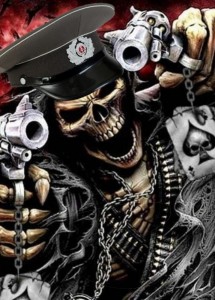 Create meme: darkness, skull with guns