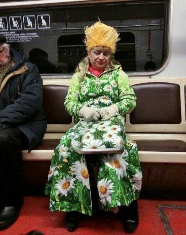 Create meme: strange people in subway , we are waiting for spring and she is riding in the subway, where is spring and she rides the subway