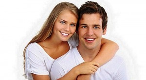 Create meme: beautiful couple smiling dentist, pair with Krivoy smile, pair with a snow-white smile