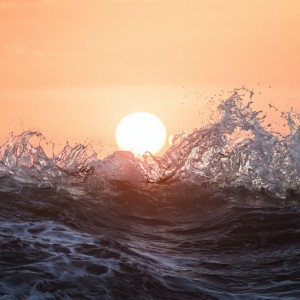 Create meme: sea spray, sea at sunset
