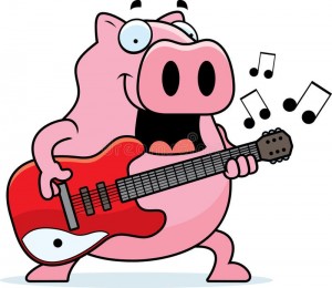 Создать мем: мультяшный кот с гитарой, мультяшная свинья, гитара иллюстрация