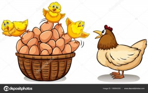 Создать мем: курица в векторе, курица на белом фоне, мультяшная курица с цыплятами