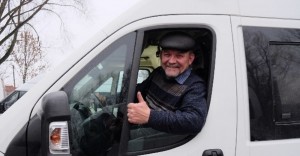 Create meme: driver, the bus driver smiles, taxi for seniors