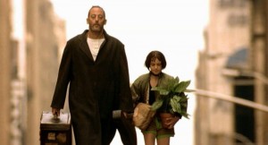 Create meme: Still from the film, Leon Mathilda with flower, Matilda Leon