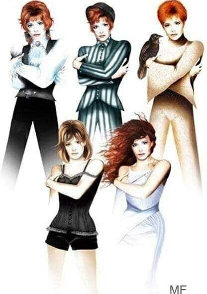 Create meme: Farmer Milen, Milena farmer, Mylene Farmer and David Bowie