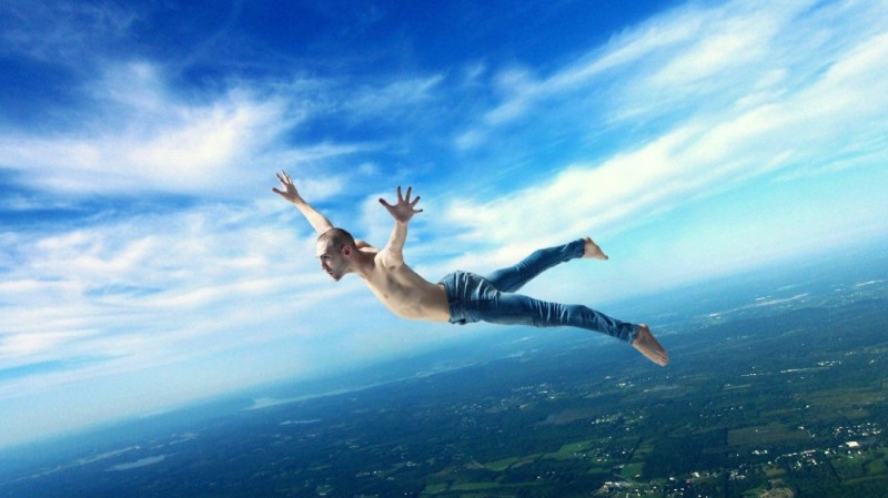 Create meme: jump without a parachute, parachute , The man is flying