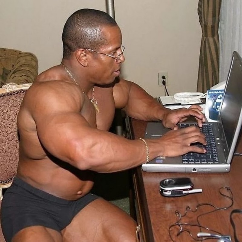 Create meme: a wrestler with a laptop, Jock with a laptop, Jock with laptop MEM