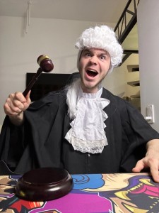 Create meme: the judge in the wig, a disgruntled judge, the judge 