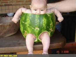 Create meme: baby, funny, watermelon