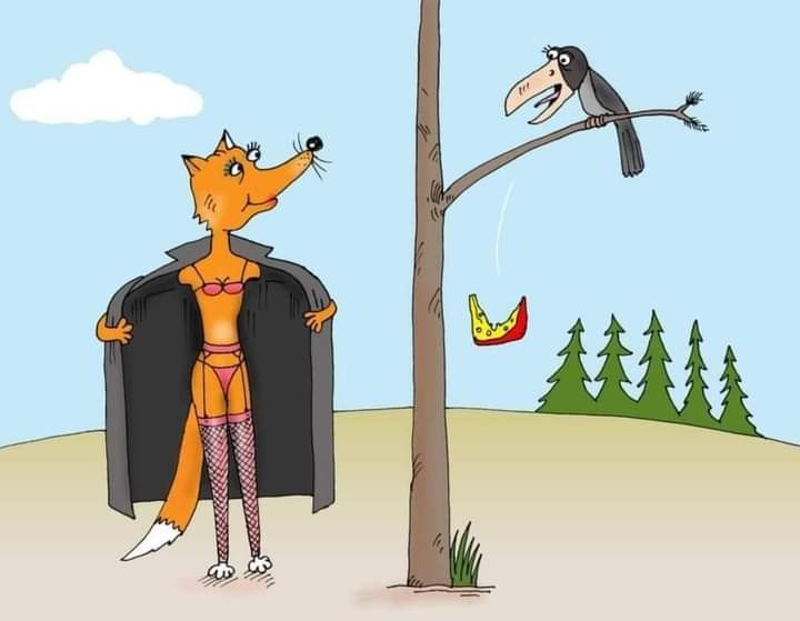 Create meme: a crow with cheese caricature, Krylov's fable the crow and the cheese, illustration of the fable of the crow and the Fox