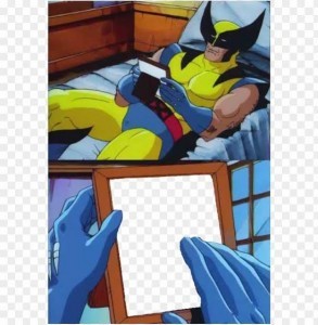 Create meme: wolverine crush, Wolverine comics, meme Wolverine on the bed