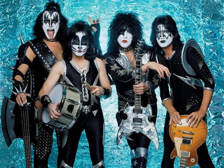 Create meme: kiss band members, kiss group without makeup, rock band kiss